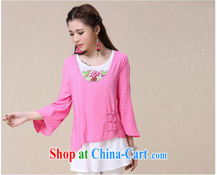 Health Concerns dress * BL 8561 National wind women's clothing spring and summer new loose the code leave of two part 9 cuff embroidered T white XXL pictures, price, brand platters! Elections are good character, the national distribution, so why buy now enjoy more preferential! Health