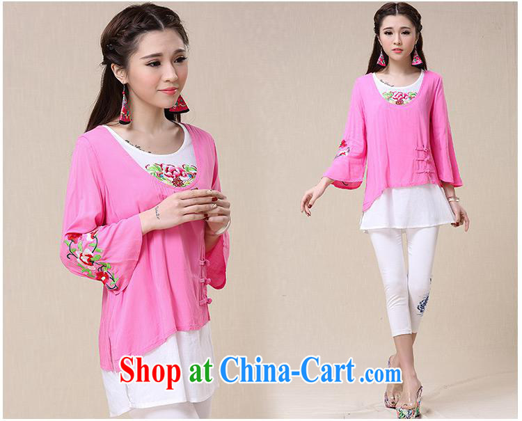 Health Concerns dress * BL 8561 National wind women's clothing spring and summer new loose the code leave of two part 9 cuff embroidered T white XXL pictures, price, brand platters! Elections are good character, the national distribution, so why buy now enjoy more preferential! Health