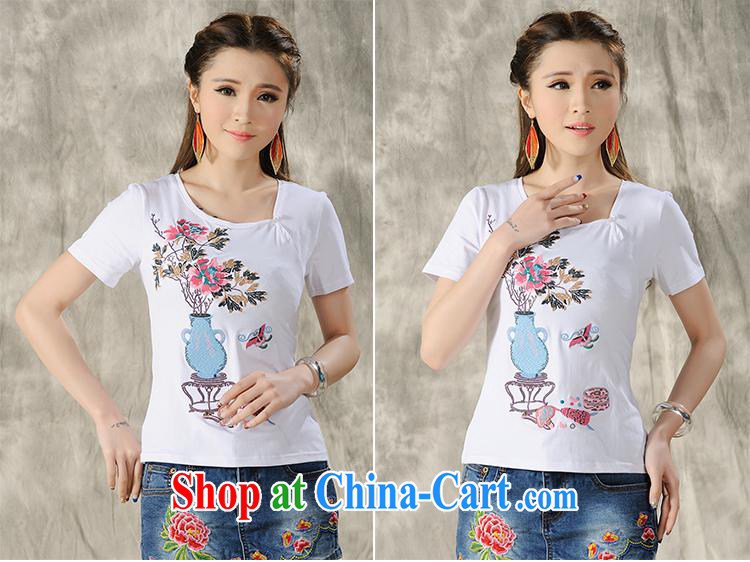 Health Concerns dress * H 9497 National wind women's clothing 2015 spring and summer new Pure Cotton embroidered cultivating short-sleeved shirt T white 2XL pictures, price, brand platters! Elections are good character, the national distribution, so why buy now enjoy more preferential! Health