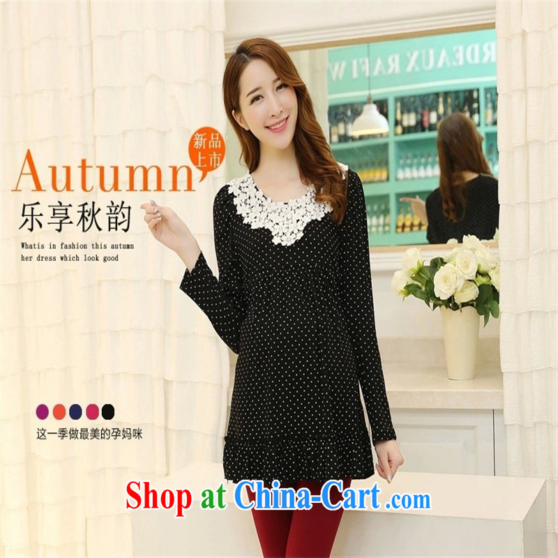 Health Concerns dress _ 6009 _2015 new pregnant women with spring beauty graphics thin lace pregnant women T-shirt black XL