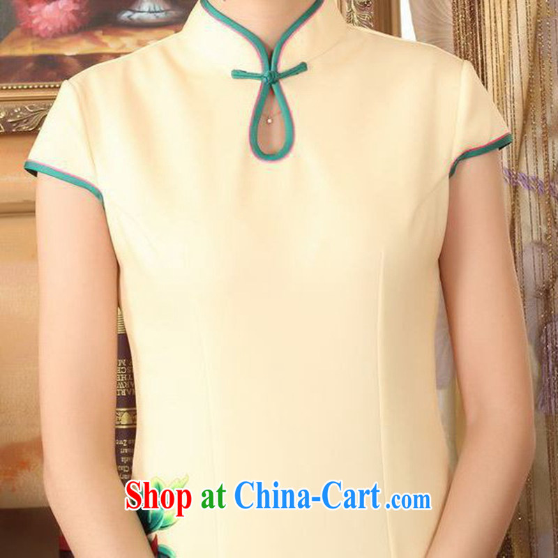 According to fuser new summer, female retro improved daily Chinese qipao, for hard-pressed water cultivating long cheongsam dress LGD/C 0007 #yellow 2XL, according to fuser, online shopping