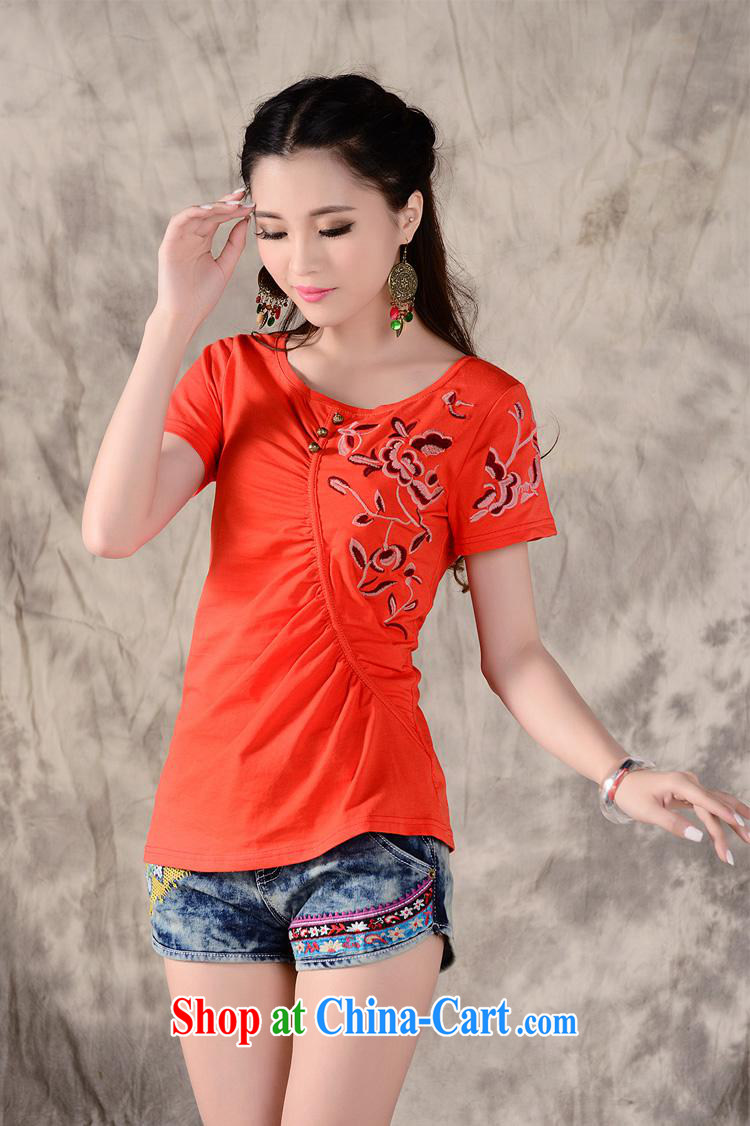 Health Concerns dress * W 862 Ethnic Wind female Spring and Autumn and new round-collar beauty embroidered stitching strangled hem short sleeves shirt T white 2XL pictures, price, brand platters! Elections are good character, the national distribution, so why buy now enjoy more preferential! Health
