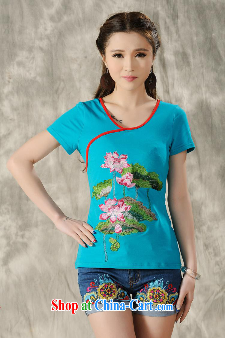 Health Concerns dress * X 3503 National wind women's clothing spring and summer new embroidery antique round-collar cultivating short-sleeved cotton shirt T white 4XL pictures, price, brand platters! Elections are good character, the national distribution, so why buy now enjoy more preferential! Health