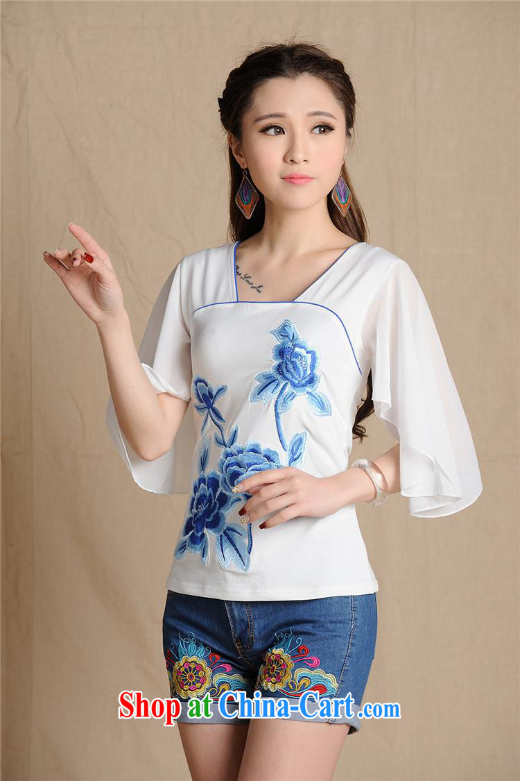 Health Concerns dress * MX 9198 National wind women's clothing spring and summer new blue embroidery Pearl snow woven fly cuff cotton T white 2XL pictures, price, brand platters! Elections are good character, the national distribution, so why buy now enjoy more preferential! Health