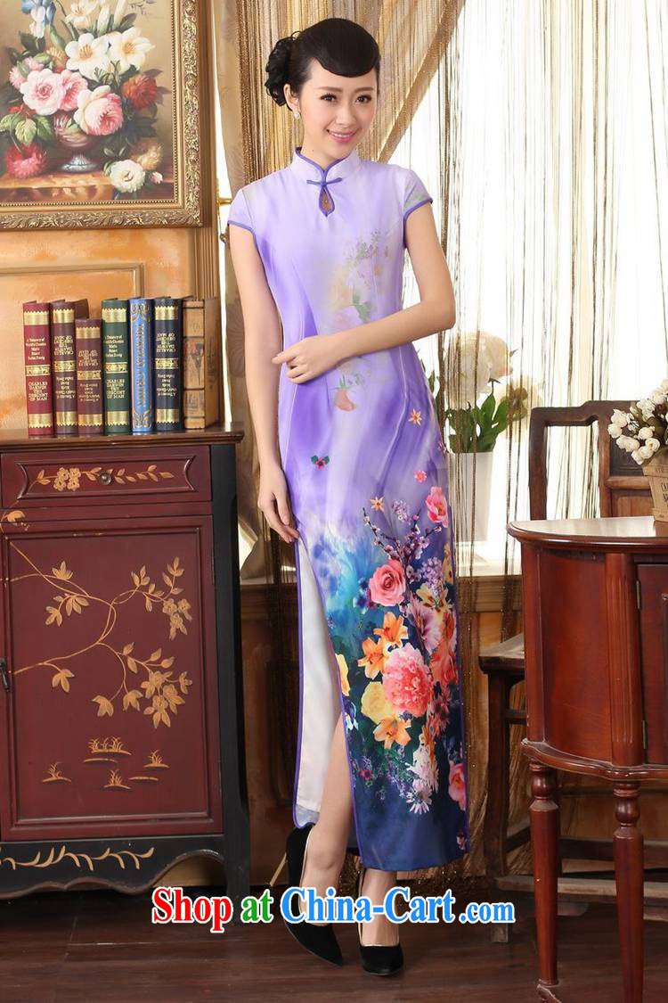 In accordance with fuser summer new Chinese improved Chinese cheongsam dress, for cultivating long, short-sleeved cheongsam dress LGD/C 0009 #sky M pictures, price, brand platters! Elections are good character, the national distribution, so why buy now enjoy more preferential! Health