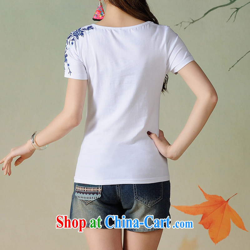 For health concerns dress * C 6903 National wind girl with spring and summer new round-collar embroidered Openwork lace 100 ground short-sleeved T white 2XL, health concerns (Rvie .), and, on-line shopping