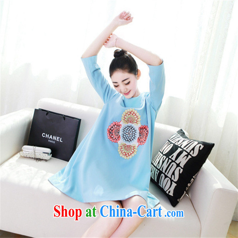 Close deals with dress _ 691 _2015 new stylish pregnant women with high-end embroidered pregnant women dress and stylish autumn and winter clothes pregnant women dress water blue XL