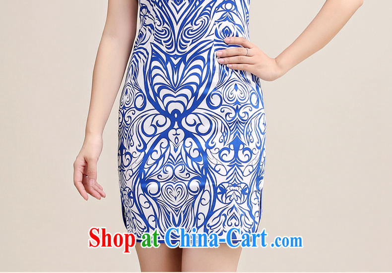 The Tang dynasty summer 2015 new retro cultivating a tight collar blue and white porcelain a sleeveless style dress cheongsam dress Blue on white shading XXL pictures, price, brand platters! Elections are good character, the national distribution, so why buy now enjoy more preferential! Health