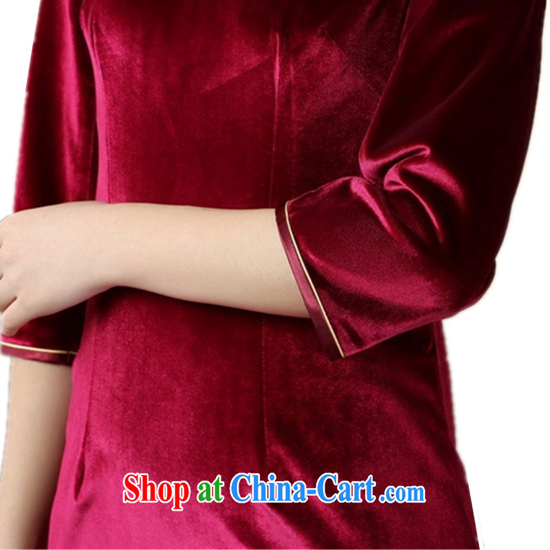 According to fuser new female retro improved Chinese Chinese qipao, for a tight retro-tie score of 7 beauty cuff cheongsam dress LGD/T 0001 #violet 3XL, according to fuser, shopping on the Internet