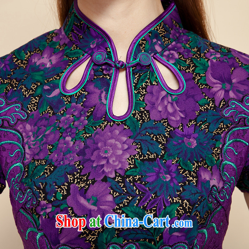 The Tang dynasty summer 2015 new elegance round ends stamp duty cultivating graphics thin short-sleeves, dresses skirts black and purple gold XXL, the Tang Dynasty, and shopping on the Internet