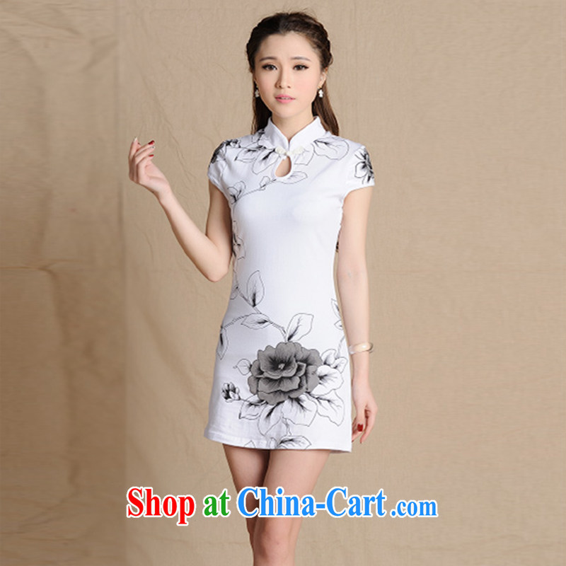 Mr Philip child dresses 2015 New National wind painting beauty antique cheongsam dress daily improved stylish summer dresses white XXL, soup , Child (TANGFEIER), online shopping