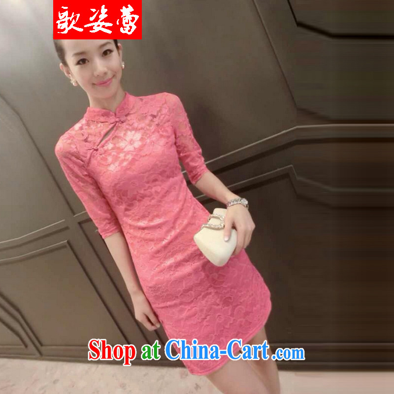 Song ballet beauty 2015 the European site fall on new lace beauty graphics thin cheongsam dress black L songs, colorful buds (GEZILEI), online shopping