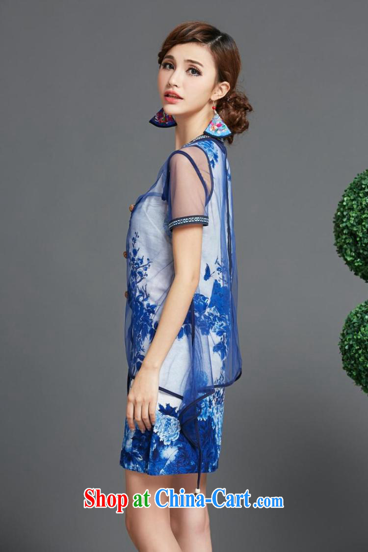 Korean honey Julia summer 2015 New National wind retro arts cheongsam Web yarn two-piece dresses DR 15,021 blue XXL pictures, price, brand platters! Elections are good character, the national distribution, so why buy now enjoy more preferential! Health