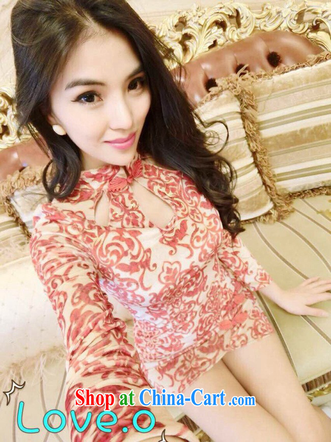 Enjoy music ballet 2015 new European site name Yuan female style Openwork sexy retro blue and white porcelain fashion cheongsam dress red are code pictures, price, brand platters! Elections are good character, the national distribution, so why buy now enjoy more preferential! Health