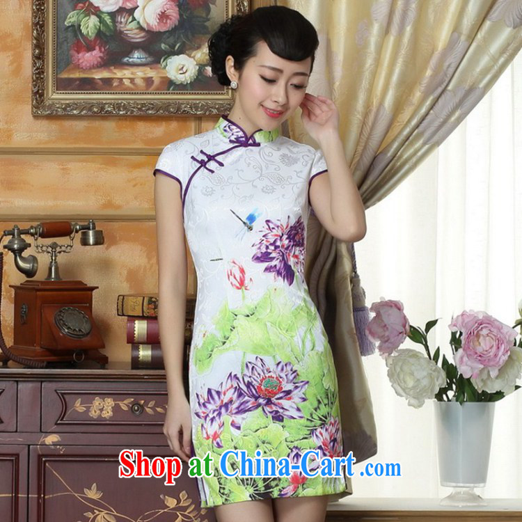 Bin Laden smoke new, digital flower jacquard cotton cheongsam dress, Chinese collar retro improved stylish summer short dresses such as the color 2 XL pictures, price, brand platters! Elections are good character, the national distribution, so why buy now enjoy more preferential! Health