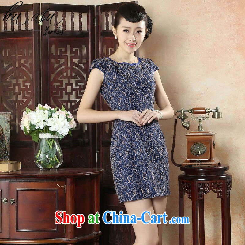 spend the summer stylish women's clothing dresses daily retro style beauty short cheongsam dress elegant ladies lace dresses such as the color 2 XL, figure, and, shopping on the Internet