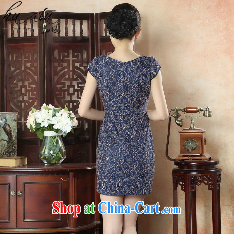 spend the summer stylish women's clothing dresses daily retro style beauty short cheongsam dress elegant ladies lace dresses such as the color 2 XL, figure, and, shopping on the Internet