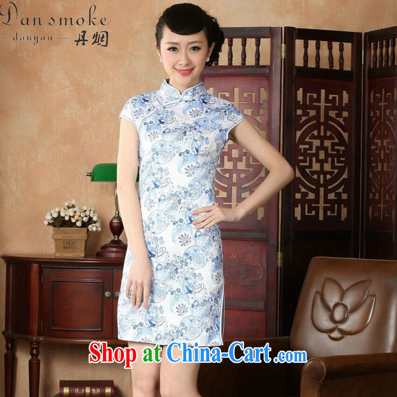 Bin Laden smoke dresses summer new, Tang Women's clothes Chinese improved, full cotton pastel retro short cheongsam dress such as the color 2 XL, Bin Laden smoke, shopping on the Internet