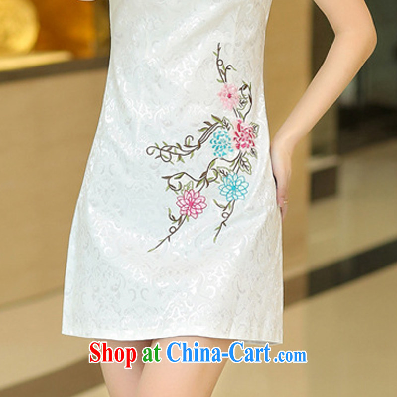 OVBE Korean version 2015 summer New Beauty classic stamp style lady Tang pack and cheongsam dress girls white, silk scarf, L OVBE, shopping on the Internet