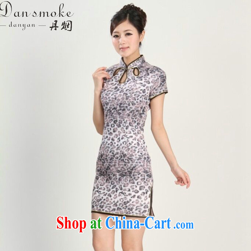 Bin Laden smoke summer new women with short-sleeved Chinese qipao improved, for national service traditional clothing Chinese performances with the map color XL