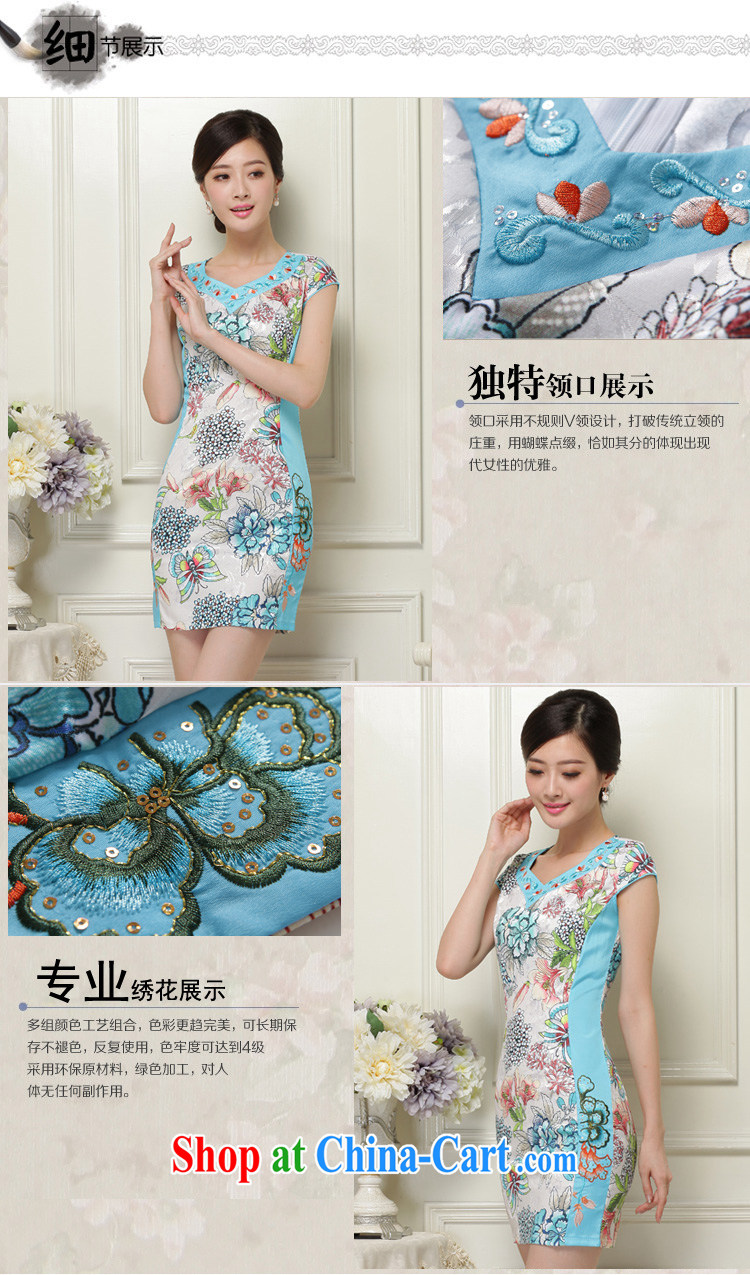 OVBE Korean version 2015 summer New Beauty stamp temperament lady Tang pack and cheongsam dress girl blue, silk scarf XXL pictures, price, brand platters! Elections are good character, the national distribution, so why buy now enjoy more preferential! Health