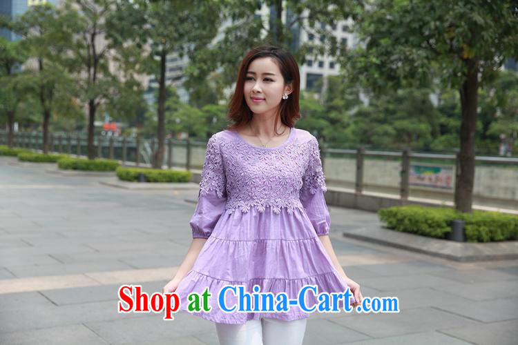 Ya-ting store 2015 spring new Korean round collar cuff lace stitching drilling solid shirt larger A field, with T-shirt girl yellow XL pictures, price, brand platters! Elections are good character, the national distribution, so why buy now enjoy more preferential! Health