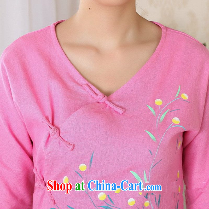 According to fuser new female Ethnic Wind retro improved Chinese qipao is a tight hand-painted cotton shirt Yau Ma Tei Tong Load T-shirt LGD/A #0053 figure 2 XL, fuser, and, online shopping