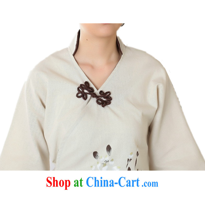 According to fuser new female Chinese National wind improved Chinese qipao retro-tie linen Chinese T-shirt LGD/A 0054 #as figure 2 XL, fuser, and shopping on the Internet