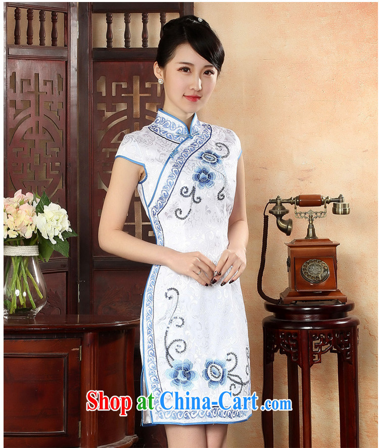 Oriental elite 2015 spring and summer new ethnic wind cheongsam embroidery hook take retro short cheongsam improved daily dress 324,101 white L pictures, price, brand platters! Elections are good character, the national distribution, so why buy now enjoy more preferential! Health