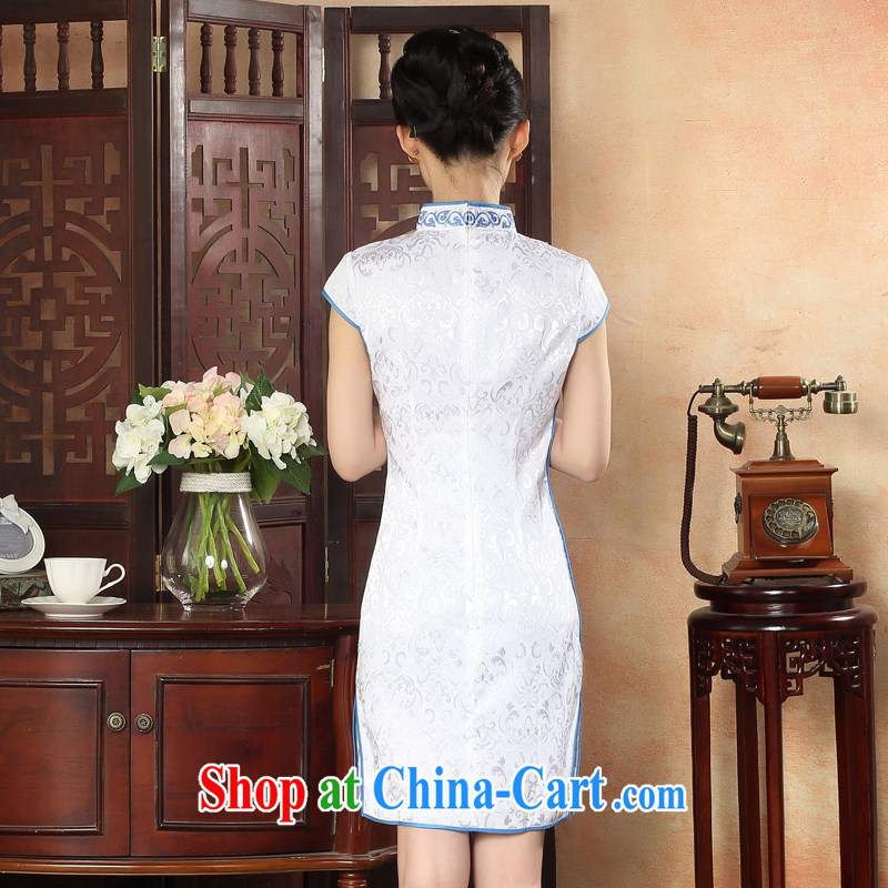 Oriental elite 2015 spring and summer new ethnic wind cheongsam embroidery hook take retro short cheongsam improved daily dress 324,101 white L, Oriental and nobles, and shopping on the Internet