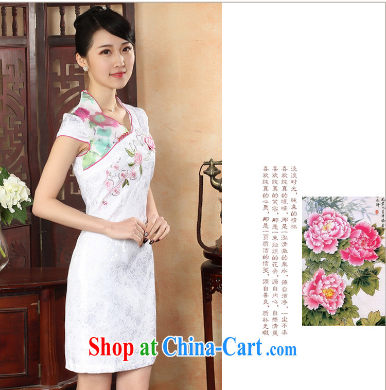 Oriental elite 2015 spring and summer new cheongsam dress embroidery ethnic wind short cheongsam elegant beauty daily improved dresses 324,108 white XL pictures, price, brand platters! Elections are good character, the national distribution, so why buy now enjoy more preferential! Health