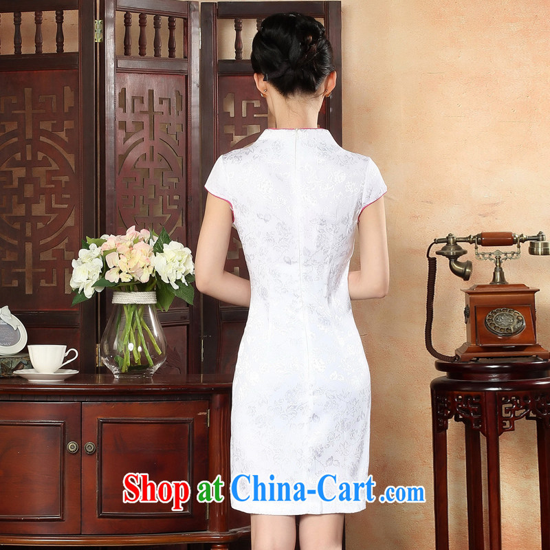 Oriental elite 2015 spring and summer new cheongsam dress embroidery ethnic wind short cheongsam elegant beauty daily improved dresses 324,108 white XL, Oriental and nobles, and shopping on the Internet