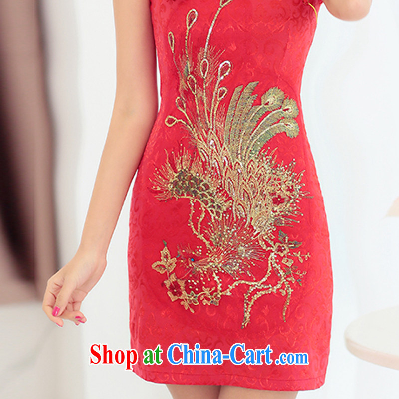 Yi, of land, 2015 women's clothing new XL Ethnic Wind Chinese Chinese Embroidery antique style beauty video thin package and cheongsam dress red L clothing, the Kingdom (BenC &PC), online shopping
