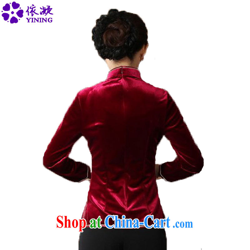 According to fuser new clothes Chinese clothing Ethnic Wind improved Tang 9 sub-cuff wool Chinese cheongsam shirt LGD/A 0064 #wine red 3 XL, according to fuser, shopping on the Internet