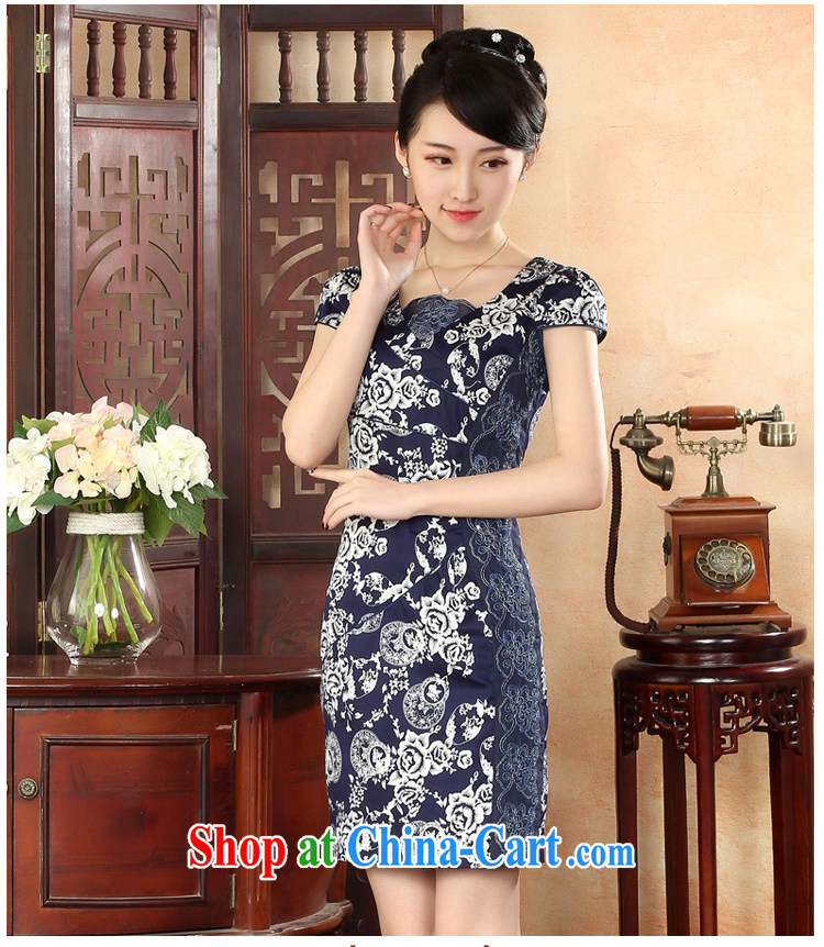 Oriental elite 2015 spring and summer new sexy lovely cheongsam dress, embroidery improved retro dresses daily stamp dresses 424,124 dark blue L pictures, price, brand platters! Elections are good character, the national distribution, so why buy now enjoy more preferential! Health