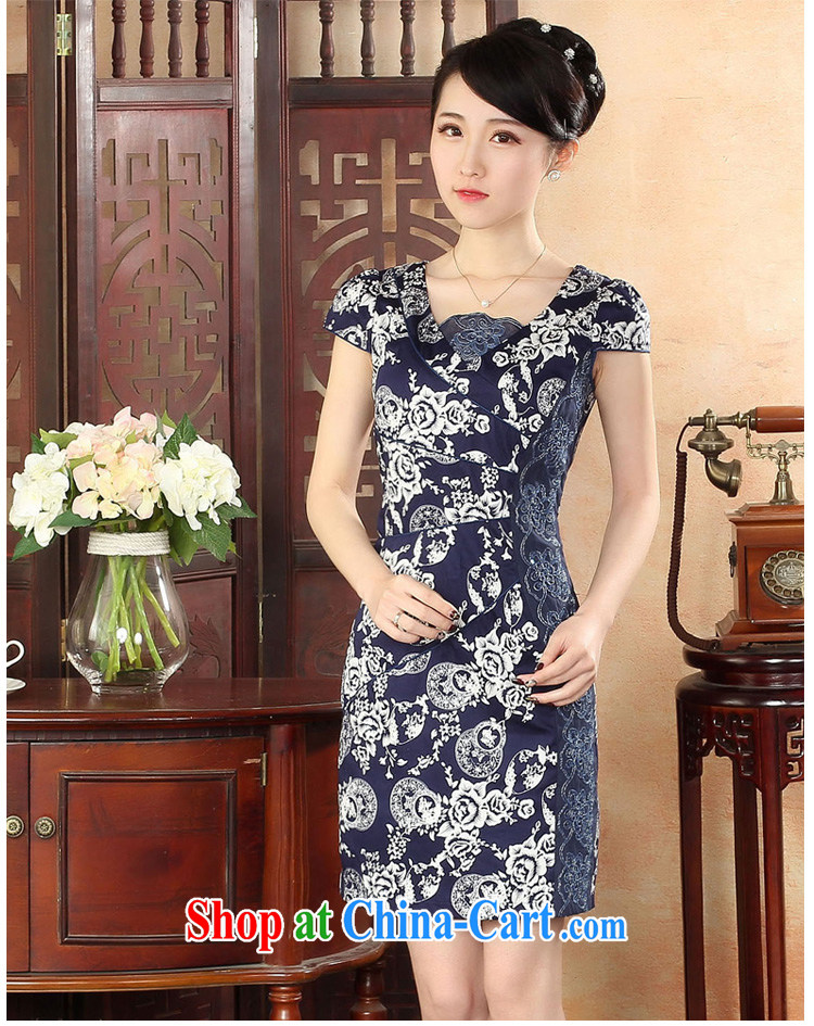 Oriental elite 2015 spring and summer new sexy lovely cheongsam dress, embroidery improved retro dresses daily stamp dresses 424,124 dark blue L pictures, price, brand platters! Elections are good character, the national distribution, so why buy now enjoy more preferential! Health