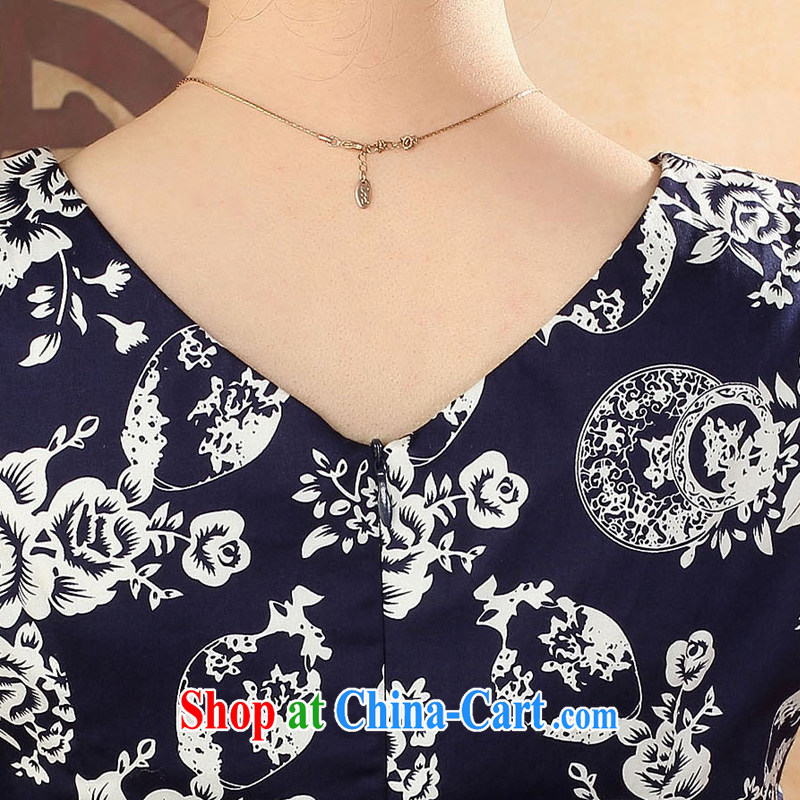 Oriental elite 2015 spring and summer new sexy lovely cheongsam dress, embroidery improved retro dresses daily stamp dresses 424,124 dark blue L, Oriental and nobles, and shopping on the Internet
