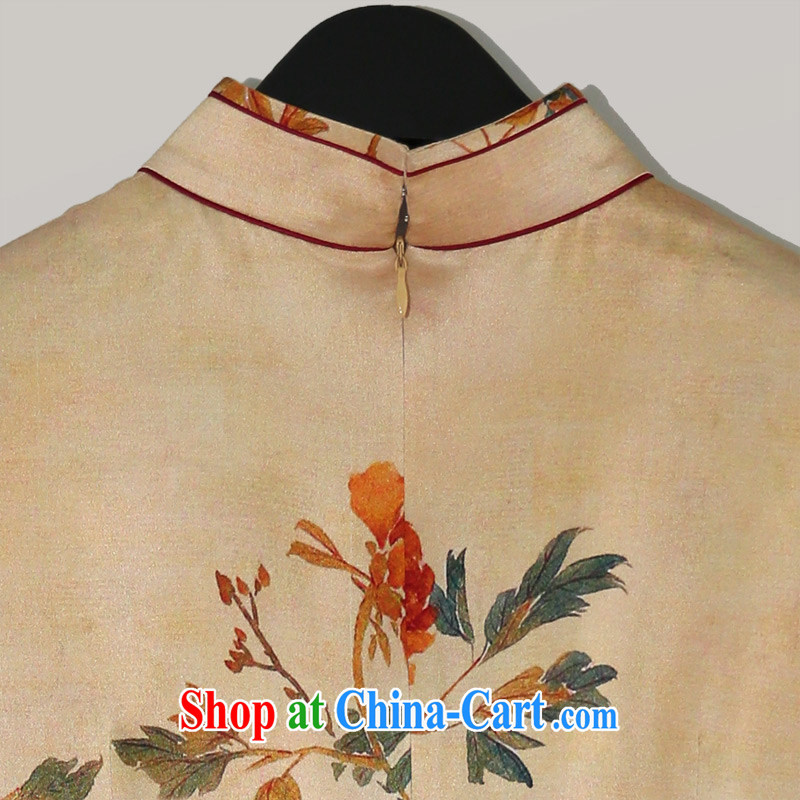 Wood is really the female 2015 spring and summer with new Chinese painting beauty short cheongsam stylish dresses 43,020 12 deep yellow XXL (B), wood really has, shopping on the Internet