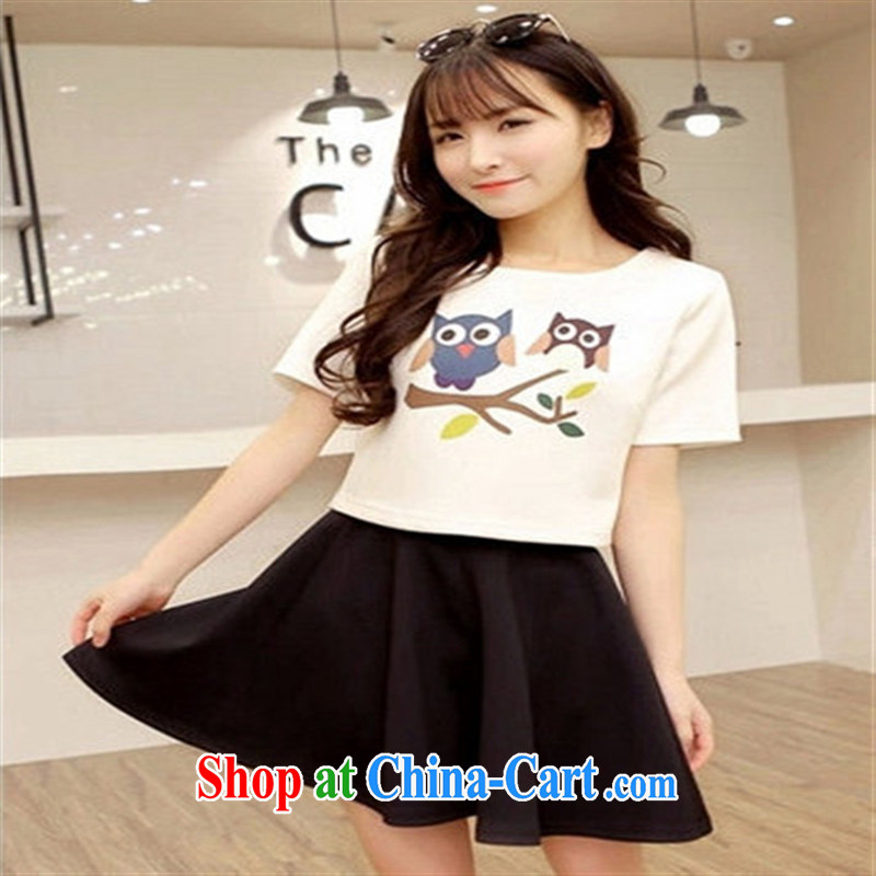 Ya-ting store 2015 spring new Korean female beauty graphics thin 7 cuffs two-piece canopy skirts dresses female white in XL cuff, blue rain bow, and shopping on the Internet
