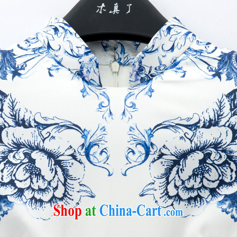 Wood is really the female 2015 spring and summer, the blue and white porcelain stamp duty cultivating short cheongsam stylish dresses 42,846 02 pure white XXL (A), wood really has, shopping on the Internet