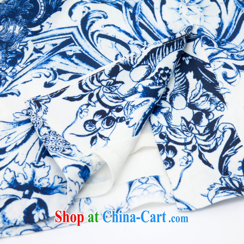 Wood is really the female 2015 spring and summer, the blue and white porcelain stamp duty cultivating short cheongsam stylish dresses 42,846 02 pure white XXL (A), wood really has, shopping on the Internet