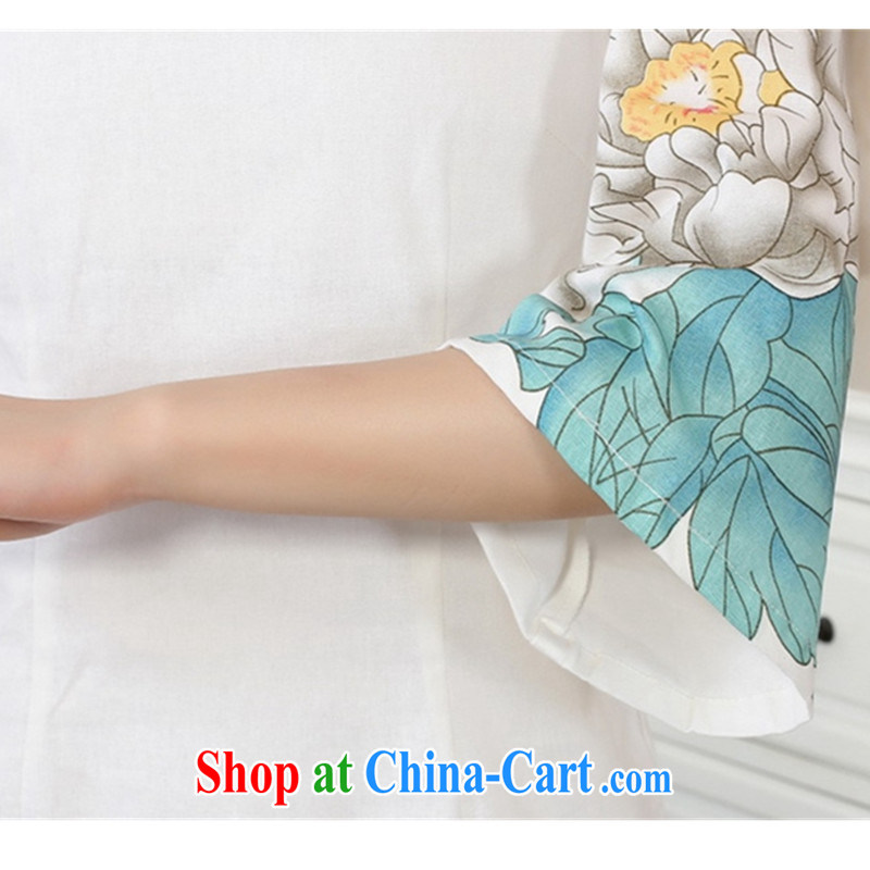 According to fuser new women with hand-painted horn cuff improved Chinese qipao linen Chinese Ethnic Wind Chinese T-shirt LGD/A #0066 figure S, according to fuser, shopping on the Internet