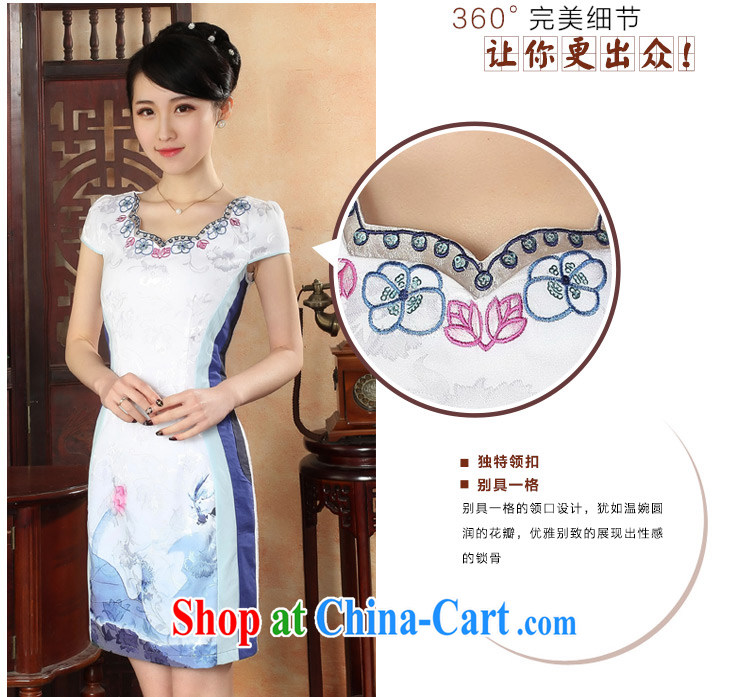 Oriental elite 2015 spring and summer new clothes and fresh Chinese wind cheongsam dress improved daily short cheongsam stamp dresses 424,195 blue XXL pictures, price, brand platters! Elections are good character, the national distribution, so why buy now enjoy more preferential! Health