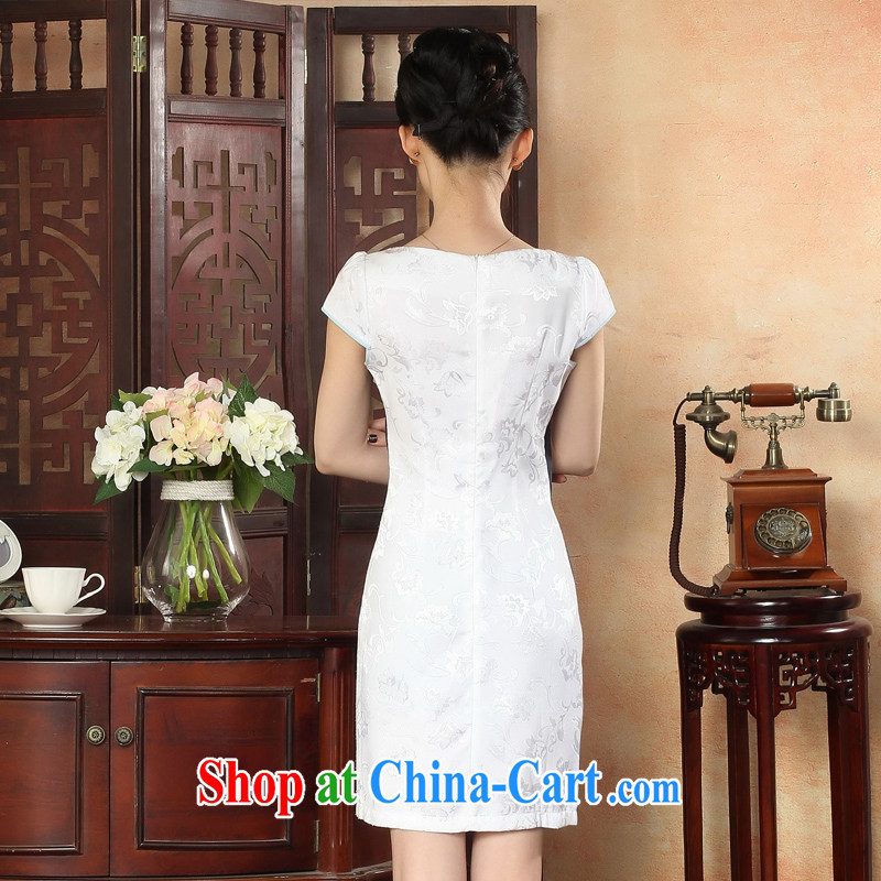 Oriental elite 2015 spring and summer new clothes and fresh Chinese wind cheongsam dress improved daily short cheongsam stamp dresses 424,195 blue XXL, Oriental and nobles, and shopping on the Internet