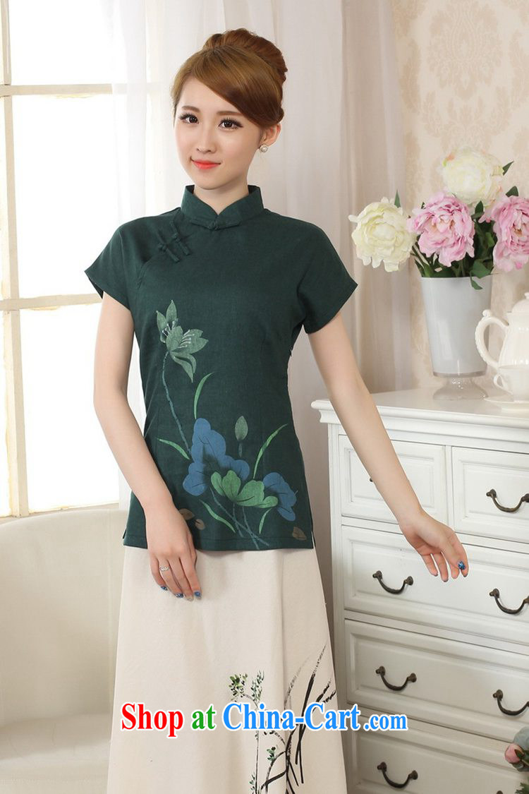 According to fuser new female Ethnic Wind Chinese improved Chinese qipao, for a tight hand-painted short-sleeved Chinese shirt LGD/A #0067 dark green XL pictures, price, brand platters! Elections are good character, the national distribution, so why buy now enjoy more preferential! Health