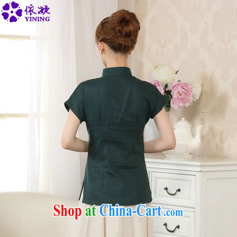 According to fuser new female Ethnic Wind Chinese improved Chinese qipao, for a tight hand-painted short-sleeved Chinese shirt LGD/A #0067 dark green XL, fuser, and shopping on the Internet