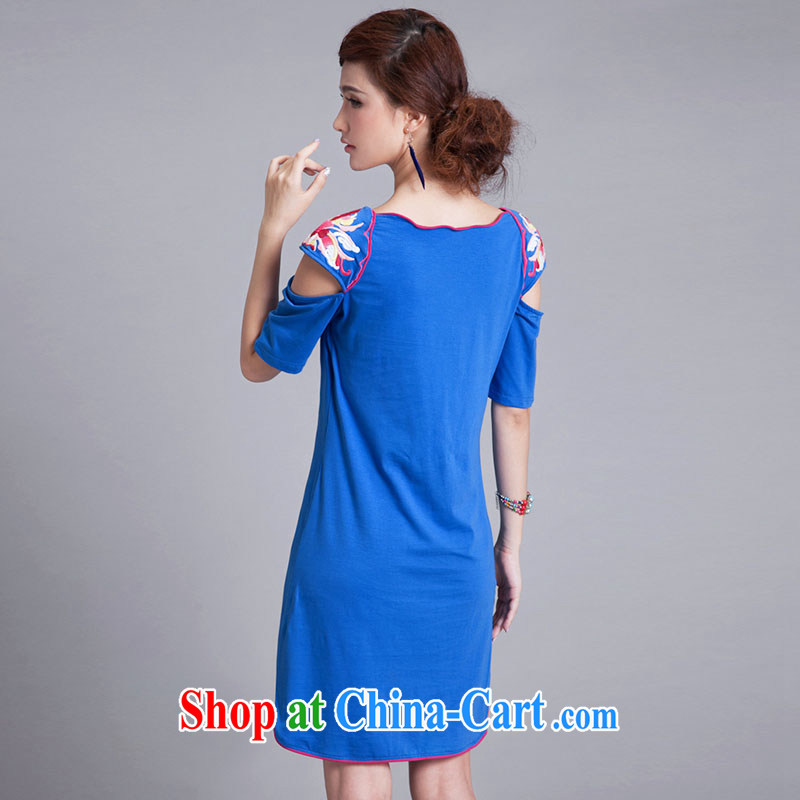 The acajou (summer 2015 new embroidered ultra-slim body under the arc swing dresses women 8866 blue XXL, core, and, shopping on the Internet