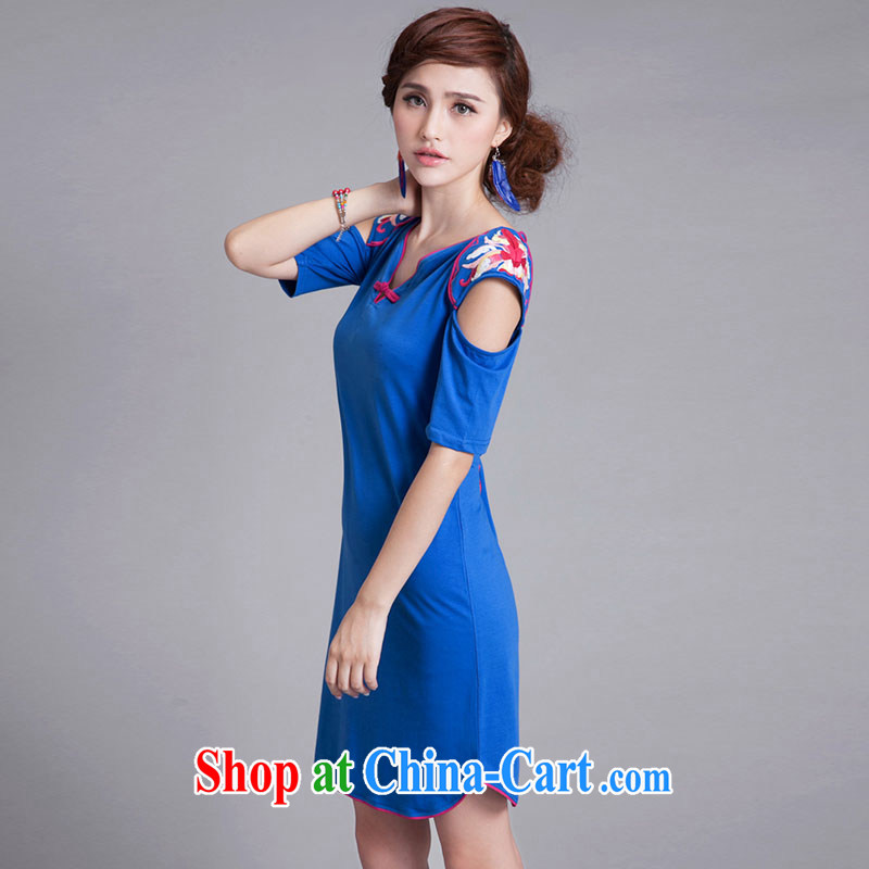 The acajou (summer 2015 new embroidered ultra-slim body under the arc swing dresses women 8866 blue XXL, core, and, shopping on the Internet