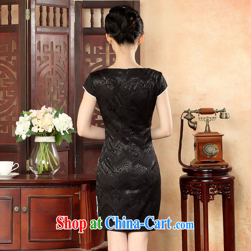 Oriental elite 2015 spring and summer new elegant embroidery improved short cheongsam dress everyday floral skirt 564,119 black XXL, Oriental and nobles, and shopping on the Internet