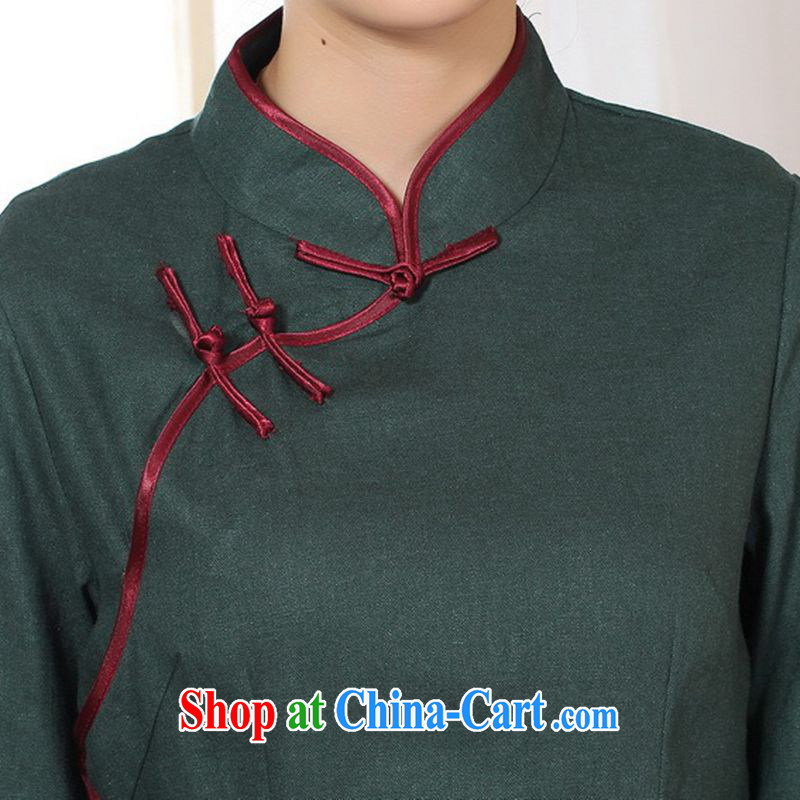In accordance with fuser new female Chinese improved daily Chinese qipao, for a tight retro-tie score of 7 short sleeve T-shirt with LGD/A 0071 dark green #2 XL, fuser, and shopping on the Internet